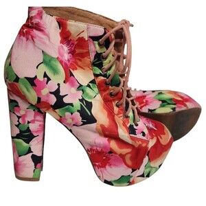 Jeffery Campbell Lita-Fab Flower Platform Booties Size 6.5